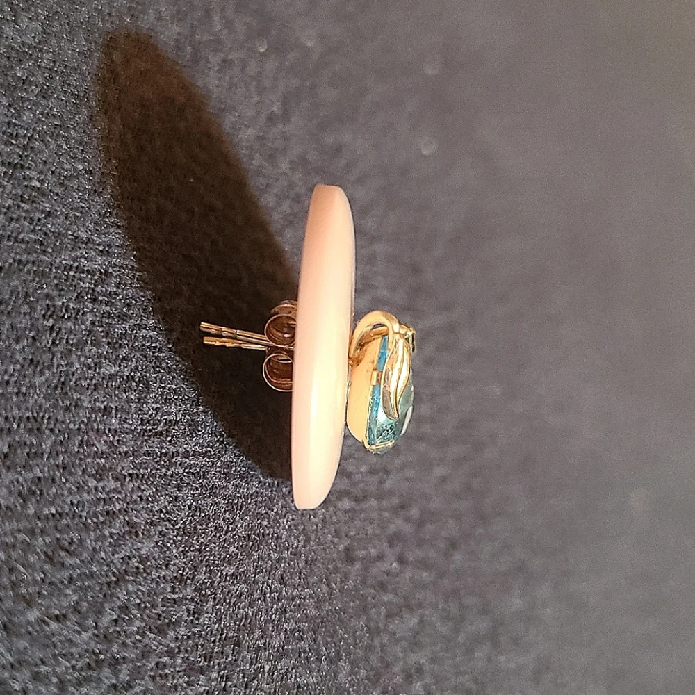 💸SOLD💸 EUC Genuine Blue Topaz Teardrop Gold Earrings - Picture 4 of 9